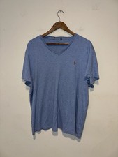 Polo Ralph Lauren V Neck T Shirt Mens XL Blue Pony Logo Casual Tee