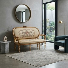 Divano Antico Neoclassico Legno Dorato Tessuto Floreale XX Secolo Originale