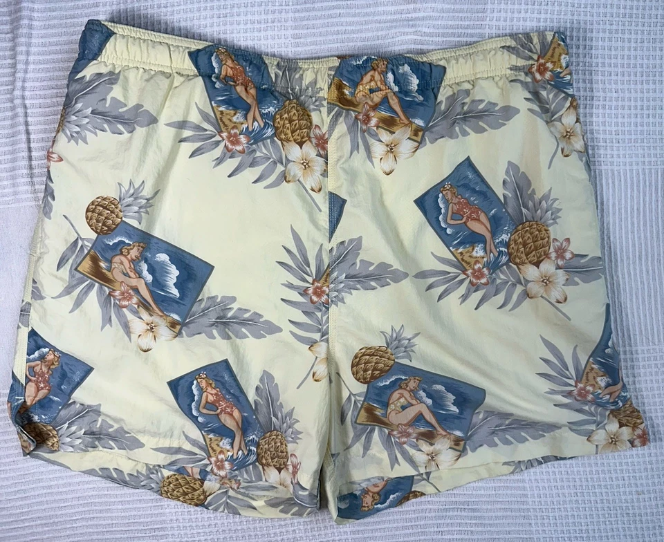 Vintage Tommy Bahama Swim Trunk Medium Hula Girls Floral Tropical Hawaiian Lined - Image 3 of 4