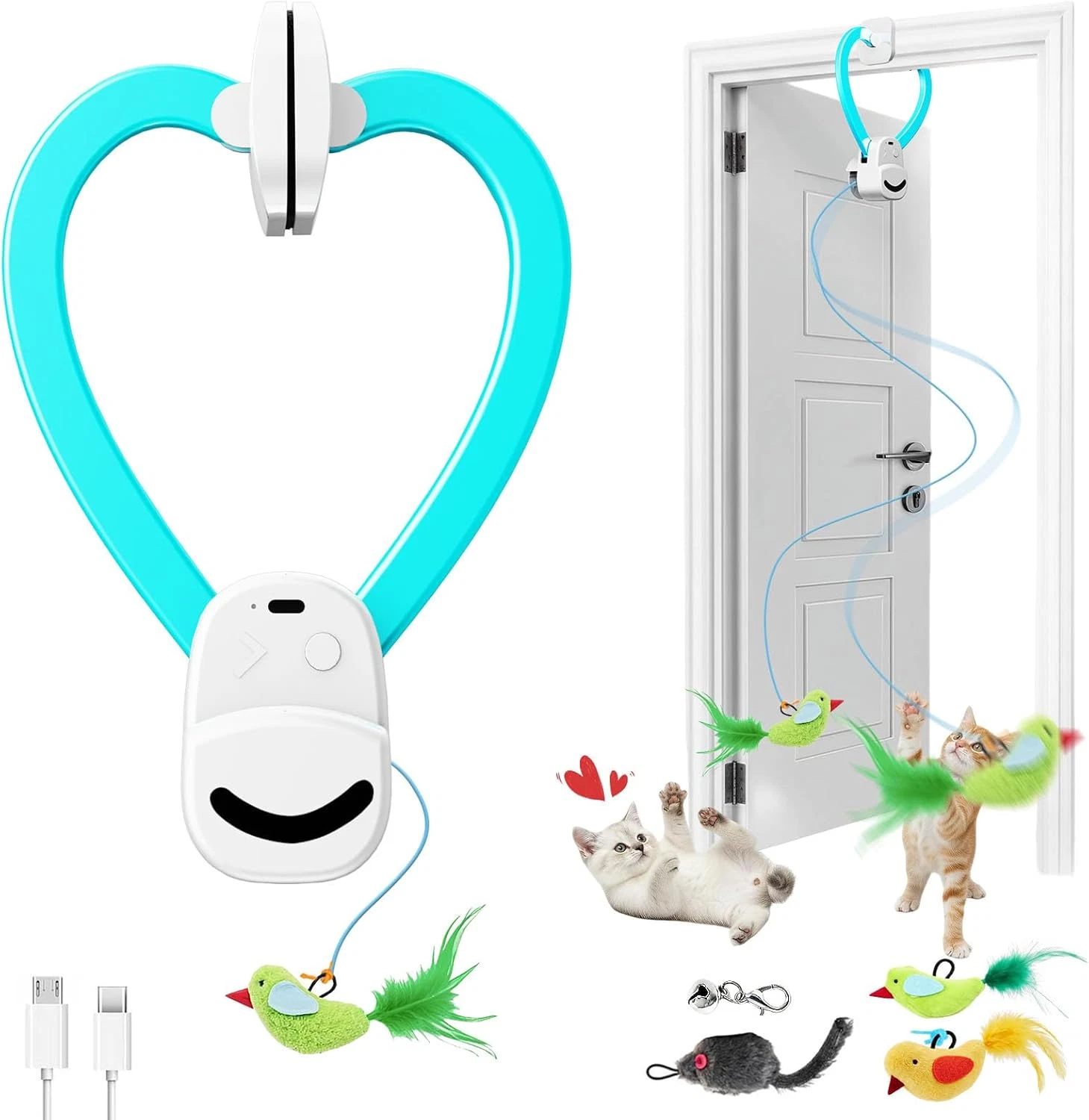 CATPICK Interactive Cat Toys for Indoor Cats - Automatic Flying Bird & Mouse Doo
