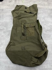 Vintage Military Heavy Canvas Duffle Bag Vietnam War Era US Army OD Green