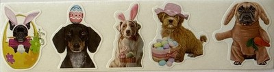 EASTER DOG Stickers(5pc)  Colored Eggs Bunny Rabbit  Carrot Holiday Card Making 