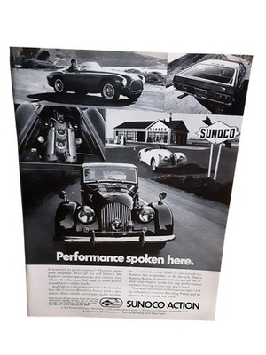 1972 Sunoco Action Ferrari Jaguar Lamborghini Vintage Ad