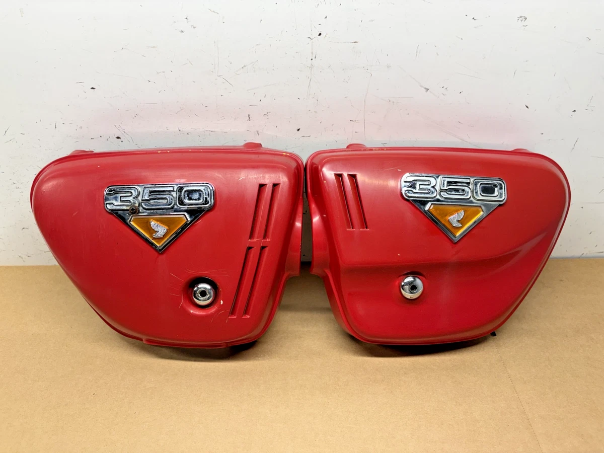 Emblemas Laterales Metálicos Para Honda CB350 / CL350 Twins 1971 | Par De Insignias De Acero, OEM 87128-317-670