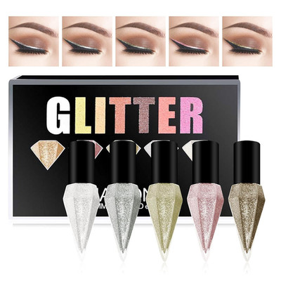 Erinde Glitter Eyeliner, Liquid Glitzer Eyeliner Set, Silber Gold Metallic Diamo