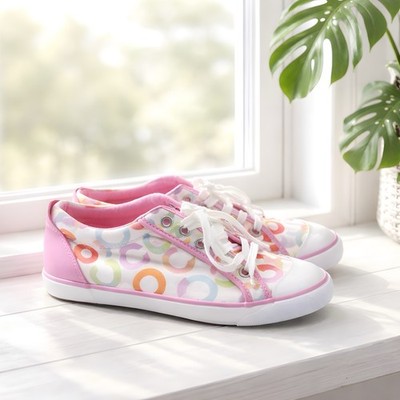 Coach Barrett Signature Canvas Sneakers Pink Multi Women s 5.5 B Good Condition
