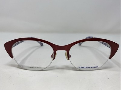 Jonathan Adler JA101 BURGUNDY 52-17-140 Half Rim Eyeglasses Frame NQ75