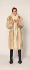 Full Length Coyote Fur Coat With Shadow Fox Trim Tuxedo Collar- Full Length