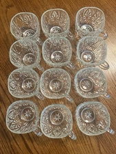 Hazel Atlas Square Pressed Glass Vintage Punch Cups Lot of 12 Williamsport