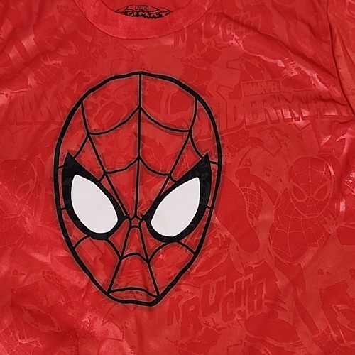Marvel ultimate spiderman Boys Red shinny patterned Short Sleeve Shirt size 7 - Picture 3 of 8