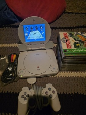 Sony PS One Playstation Slim PS1 Console W/ LCD Screen Plus Extras, Complete