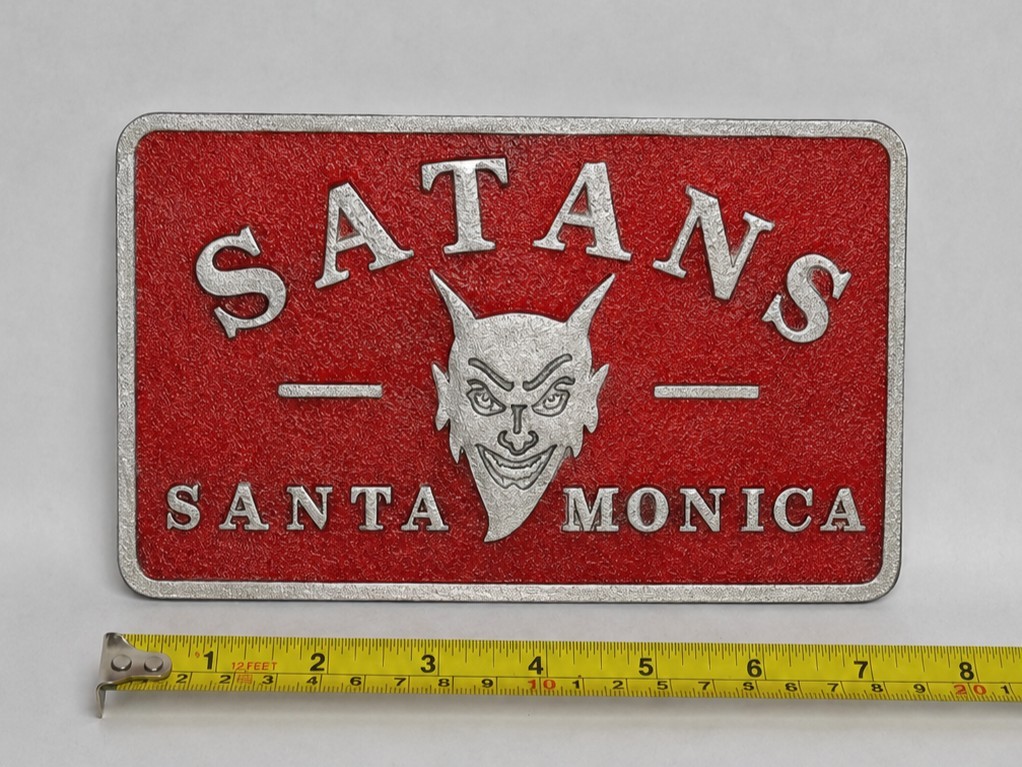 Cast Aluminum SATAN SANTA MONICA Car Club Plaque
