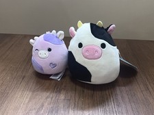 Squishmallow 5  Connor Black White Cow Plush New NWT Clip On Birthday Patty Set