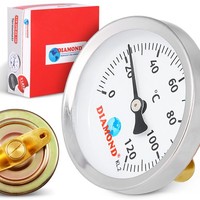 Anlegethermometer 63 Mm 0-120°C Rohrthermometer Thermometer Bimetall Feder Rund