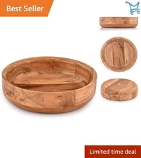 Wooden Round Serving Bowl Acacia Hardwood for Fruit Desserts Snacks Kitchen