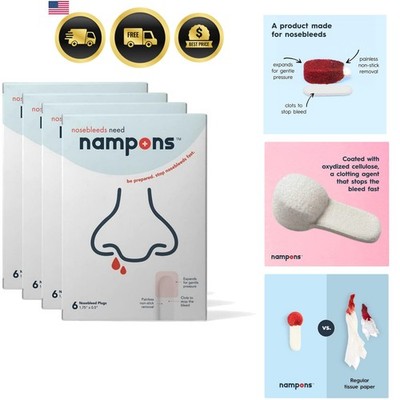 Nosebleed Stoppers - 24 Nose Bleed Plugs with Clotting Agent to Stop Noseblee...