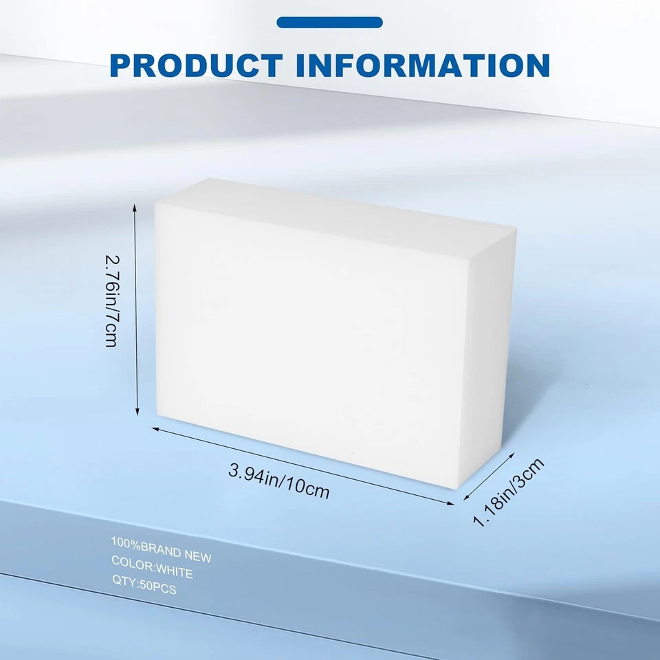 Paquete de 50 esponjas de melamina ecológicas - extra gruesas para un brillo sin rayas Foto 4 de 4