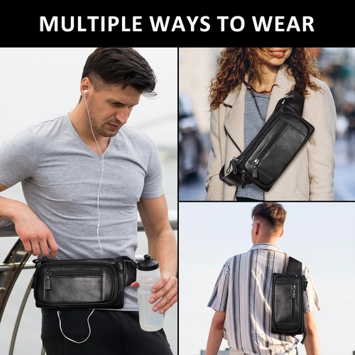 Marsupio in pelle per uomo donna, borsa da cintura moda marsupio piccolo crossbod... - Foto 2 di 7