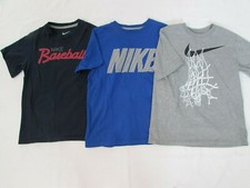 LOT OF 3 BOYS NIKE S/S SHIRTS, NAVY, BLUE, GREY, SIZE SMALL