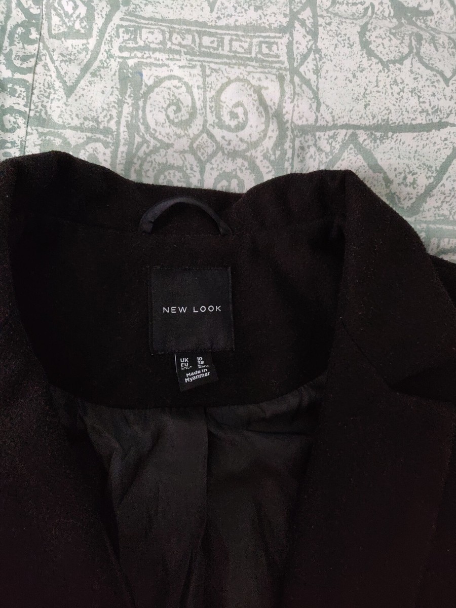 New Look petite black revere collar coat UK