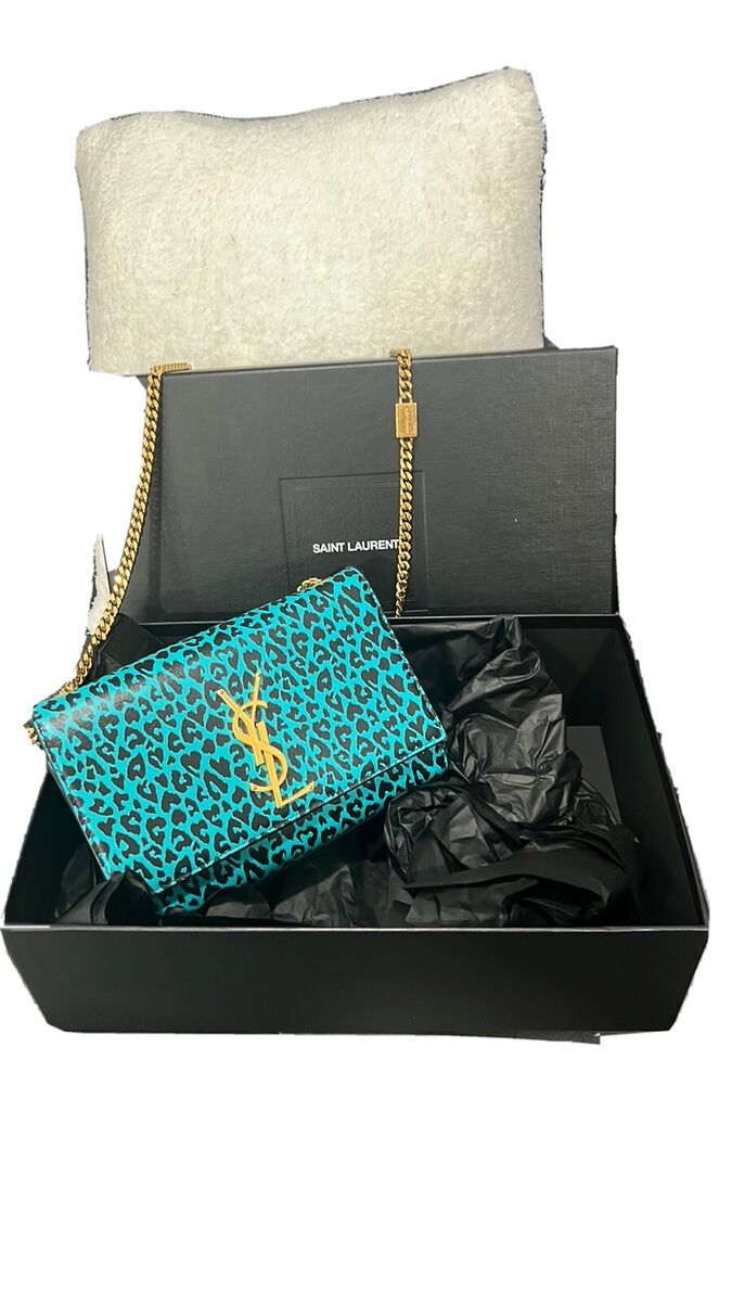 Saint Laurent YSL Limited Kate Medium Blue Leopard Chain Saint Laurent YSL Limited Kate Medium Blue Leopard Chain