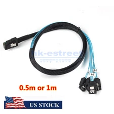 Mini SAS to 4 SATA SFF-8087 Multi-Lane Forward Breakout Splitter Cable 0.5 or 1m