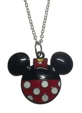 Minnie Mouse Polka Dot Face Metal Pendant Necklace