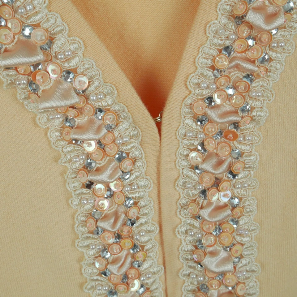 Vintage XL Cardigan Y2K Pastel Pink Beaded Dainty Coquette Girly Feminine Preppy - Image 4 of 4