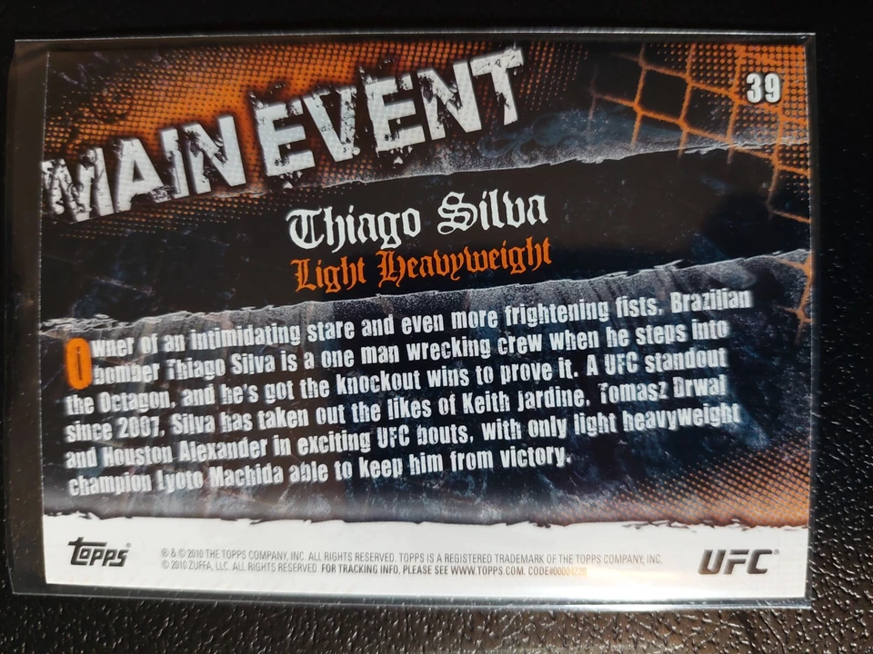 Thiago Silva #39 2010 UFC Main Event Thick Gold Parallel - Image 2 of 2