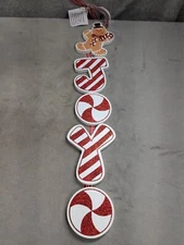 Holiday Christmas Door Wall Decorations JOY With Candy Canes & Gingerbread 20”