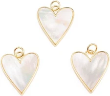 10x Shell Sweet Heart Charms Pendants for Mother's Valentine's Jewelry Making