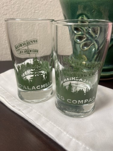 Appalachian Brewing Co 4" Beer Tasting Glass Green Pennsylvania Set Of 2