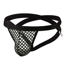 Men Jockstrap Thong Sexy See-Through Panties Gay Underwear Cross Waistband