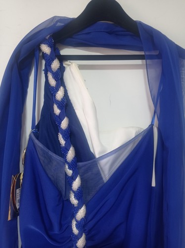 Abito cerimonia Impero Couture Taglia 48 colore blu e bianco - Foto 6 di 8