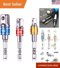Power Drill Socket Adapter Set - 1/4, 3/8 & 1/2 Inch - Ideal for DIY Repairs