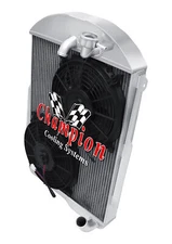 ER Champion 3 Row Radiator W/ 2 10" Fans for 1939 Chevrolet Master 85 L6 Engine