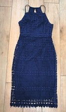 NEW! crochet open lace dress SIZE 10 lined pencil party occasion strappy halter