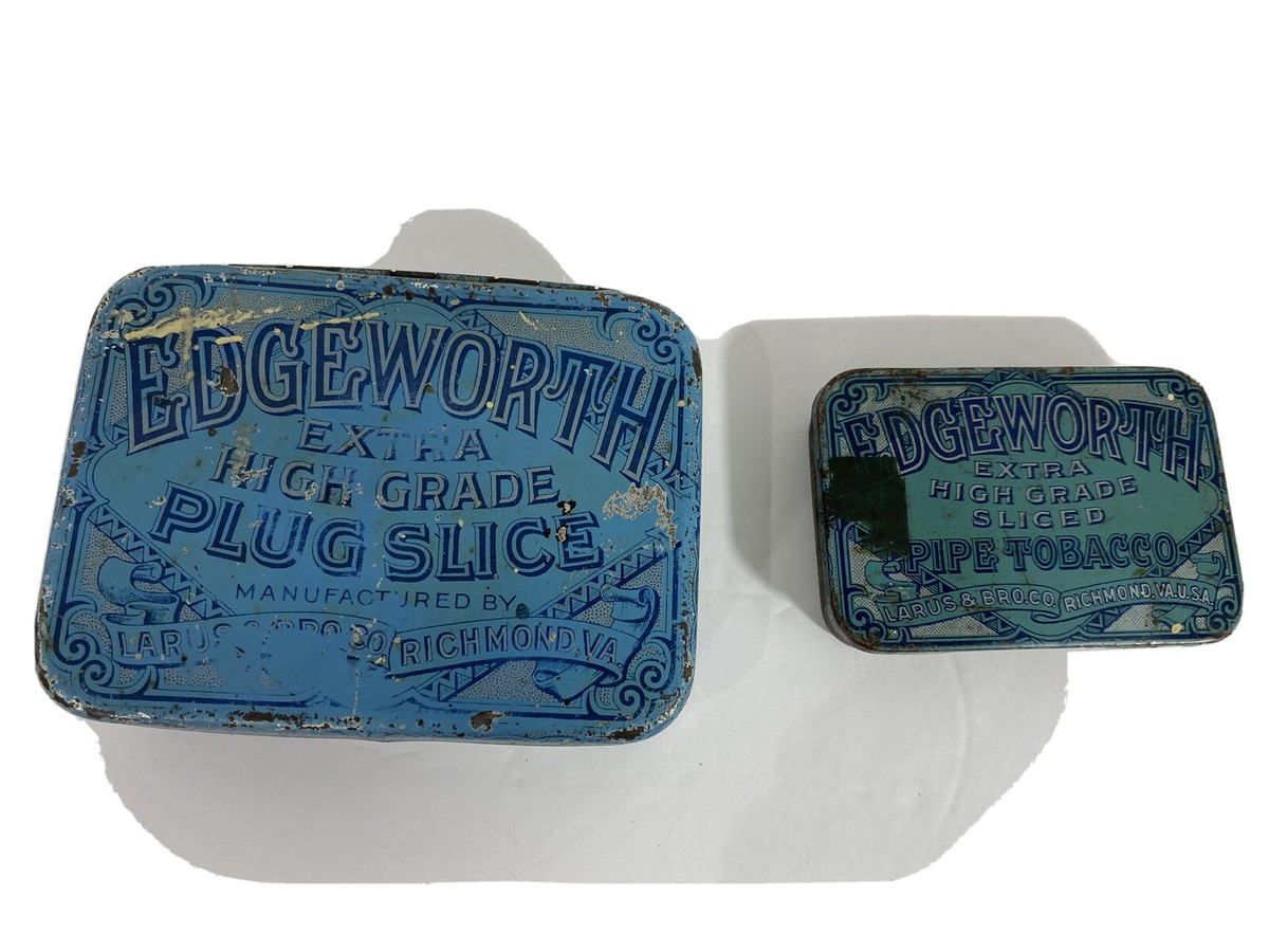 edgeworth plug slice tobacco tin A Lot Of 2 vintage Edgeworth Plug Slice tobacco tin can lot B