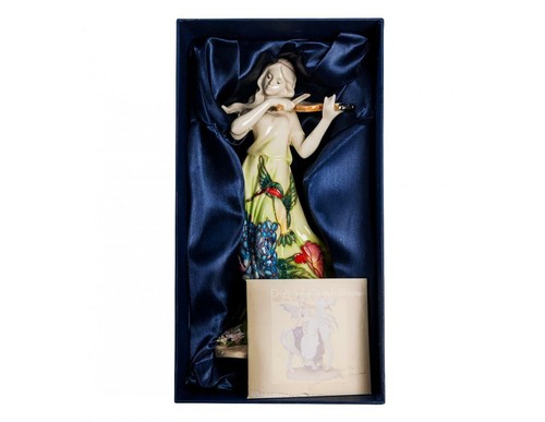 Porcelain Girl W Magic Violin Floral Dress Pavone Figurine Statue 10" ITALY - Picture 3 of 4