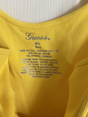 Guess Girls Sweetheart Runched Stretchy Spaghetti Strap Cami Top Yellow S - Picture 5 of 5