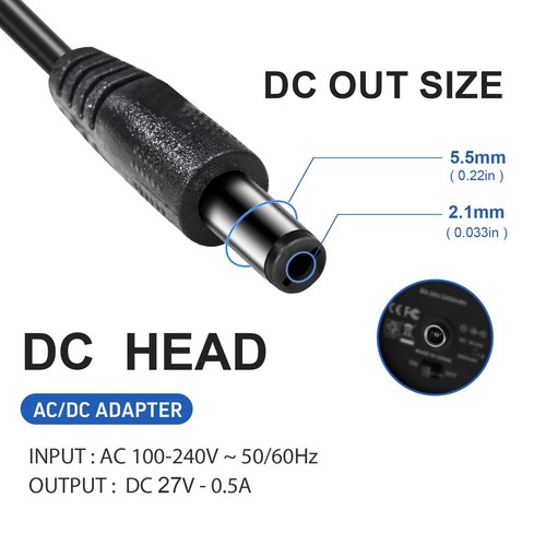 Massage Gun Charger Output DC 27V 0.5A Cordless Massage Gun Power Supply Cord... - Picture 2 of 6