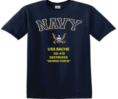 USS BACHE  DD-470 * DESTROYER*EAGLE SHIRT* NAVY OFFICIALLY LICENSED