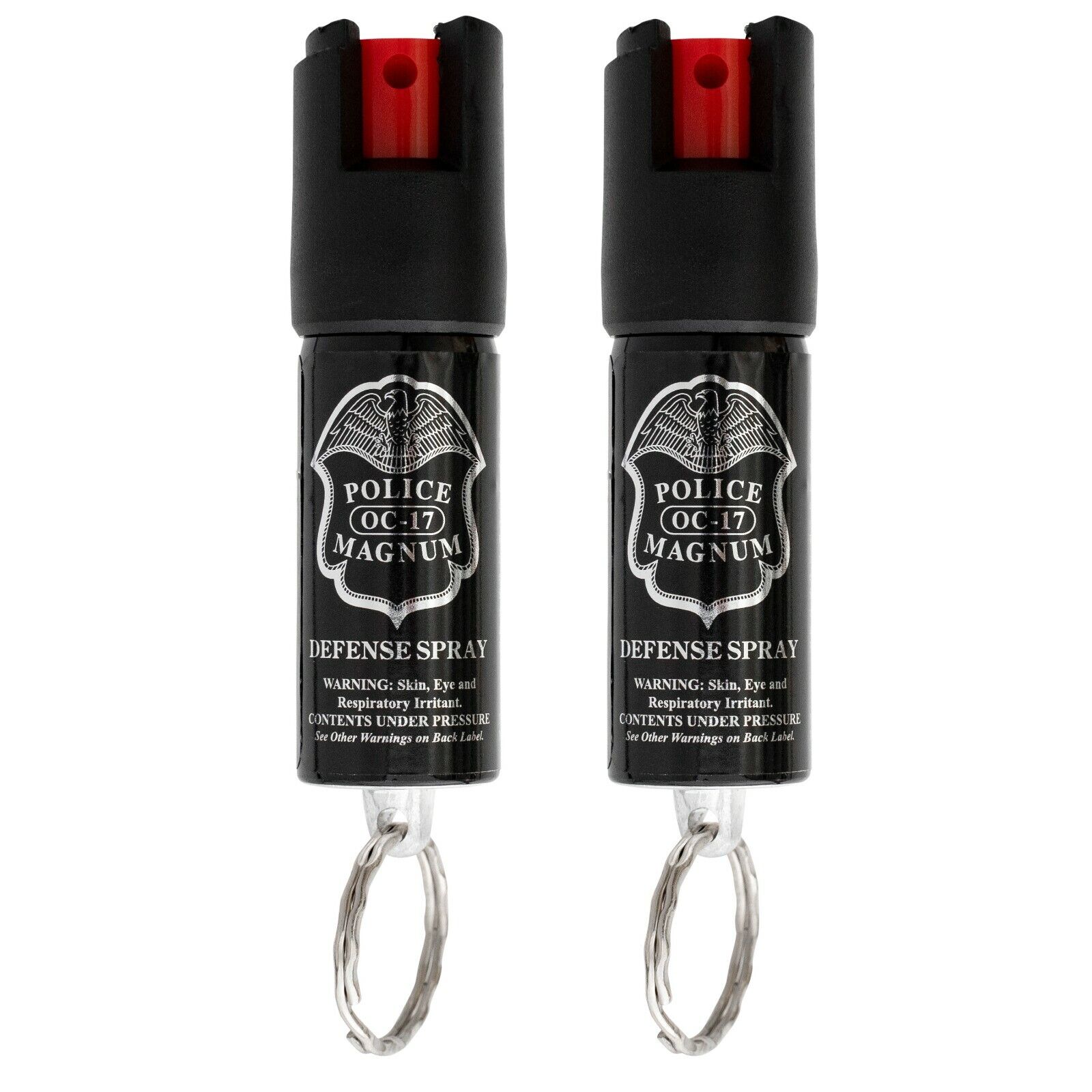 2 Police Magnum pepper spray .50oz keyring keychain defense security protection