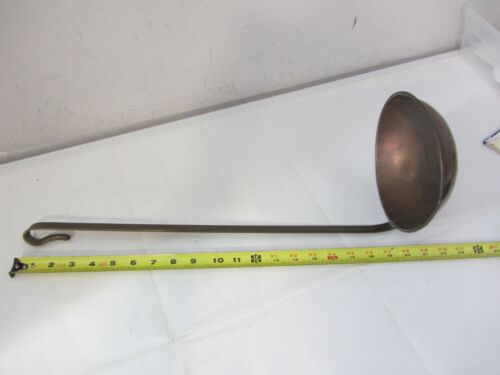 GIANT LADLE - brass copper metal huge dipper 7" diameter bowl 21" tall antique - Picture 1 of 11