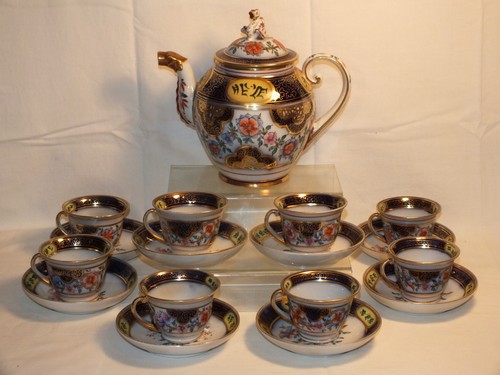 Bayeux Langlois - Gießkanne und 8 Tassen mit chinesischem Dekor - Bild 1 von 12