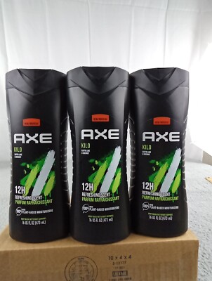 3x Axe Kilo Body Wash Kaffir Lime Coconut 12 Hour Refreshing Scent 16 Oz 
