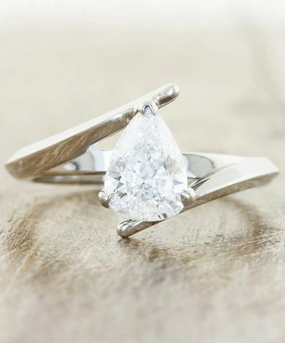 Bague Fiançailles Argent Sterling 925 Diamant émeraude Labo 2.02ct - Taille 7 - Sur Mesure