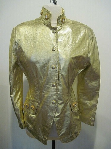 Lillie Rubin Gold Leather Jeweled 