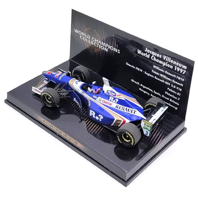 1997 Jacques Villeneuve Williams Renault FW19 - 1/43 Minichamps Campione del ... - Immagine 2 di 3