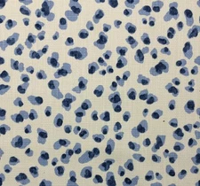 BALLARD DESIGNS MIRA BLUE ANIMAL LEOPARD DESIGN BASKETEWEAVE FABRIC BY YARD 54"W